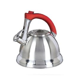 Gibson Mr. Collinsbroke 2.4qt Stainless Steel Tea Kettle with Red Handle