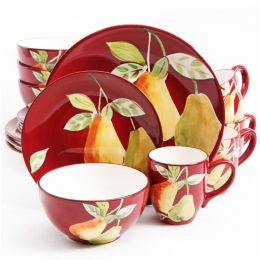 Gibsone Home Fruitful Pears 16pc Dinnerware Set