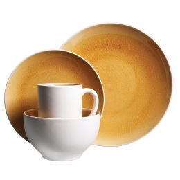 Gibson Serenity Amber 16-Piece Dinnerware Set- Yellow