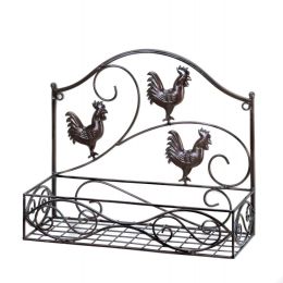 Charming Country Rooster Basket Wall Rack