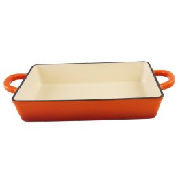 Crock Pot Artisan 13 in. Enameled Cast Iron Lasagna Pan in Sunset Orange