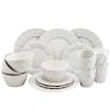 Elama Retro Chic 16-Piece Glazed Dinnerware Set in White