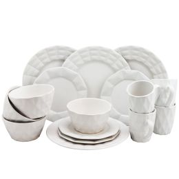 Elama Retro Chic 16-Piece Glazed Dinnerware Set in White