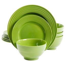 Gibson Plaza Cafe 12-Piece Dinnerware Set in Green