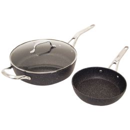 The Rock By Starrit The Rock By Starfrit 3-piece Cookware Set With Riveted Cast Stainless Steel Handles SRFT060337