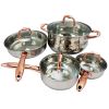 Sunbeam Branson 8-Piece Cookware Set, Copper Handles