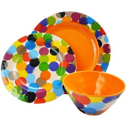 Studio California Party Circles 12 Piece Melamine Dinnerware Set