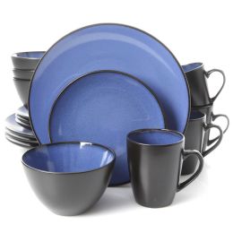 Gibson Soho Lounge Round 16pc Dinnerware Set, Blue