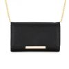 Laney Black Pebbled Faux Leather Clutch With Gold Chain Strap TW-1297-BLACK-V01