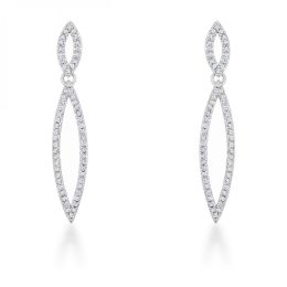 Sara 1.2ct Cz Rhodium Delicate Double Teardrop Drop Earrings E01878R-C01