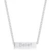 Luck Rhodium Stainless Steel Bar Script Necklace N01314RV-V00
