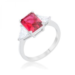 Classic Fuchsia Rhodium Engagement Ring (size: 07) R08451R-C17-07