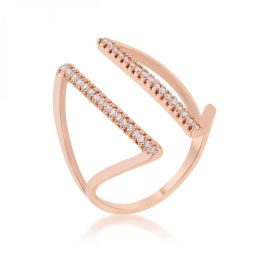Jena 0.2ct Cz Rose Gold Delicate Parallel Ring (size: 06) R08460A-C01-06