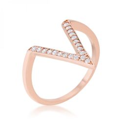 Michelle 0.2ct Cz Rose Gold Delicate V-shape Ring (size: 09) R08464A-C01-09
