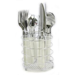Gibson Sensations II 16 pc Plastic Handle Flatware- White