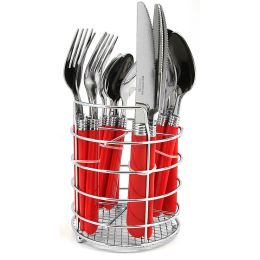 Gibson Sensations II 16 pc Plastic Handle Flatware- Red