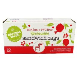 Natural Value Reclosable Sandwich Bags 50-Count