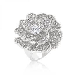 Large Flower Cubic Zirconia Cocktail Ring (size: 05) R08292R-C01-05