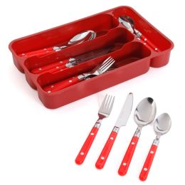Gibson Casual Living 24pc Flatware Set-Red