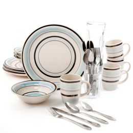 Gibson Deluxe Essentials 32pc Dinnerware Combo Set-Blue
