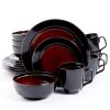 Gibson Elite Bella Galleria 16 Piece Dinnerware Set, Red and Black