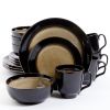 Gibson Elite Bella Galleria 16 Piece Dinnerware Set, Taupe and Black