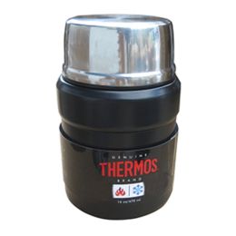 Thermos Stainless Kingâ„¢ Vacuum Insulated Food Jar w/Folding Spoon - 16 oz. - Stainless Steel/Matte Black